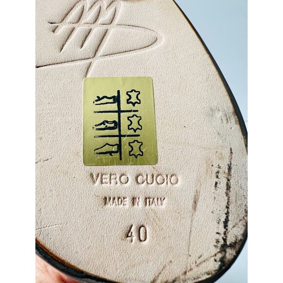 New Massimo Dogana Snake Leather Heel Sandals Size 9.5 US  Silver / Yellow Color - Picture 11 of 16